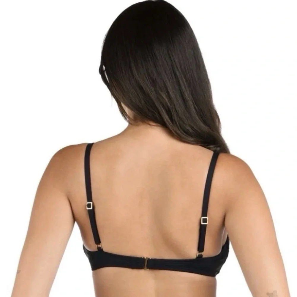 NWT La Blanca Island Goddess Over The Shoulder Wrap Top - Black Sz 6 $85